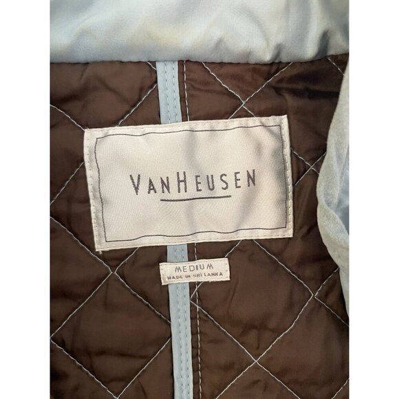 Van Heusen Women's Quilted Vest Medium Light Blue Zip Front Pockets Lined - Picture 4 of 9